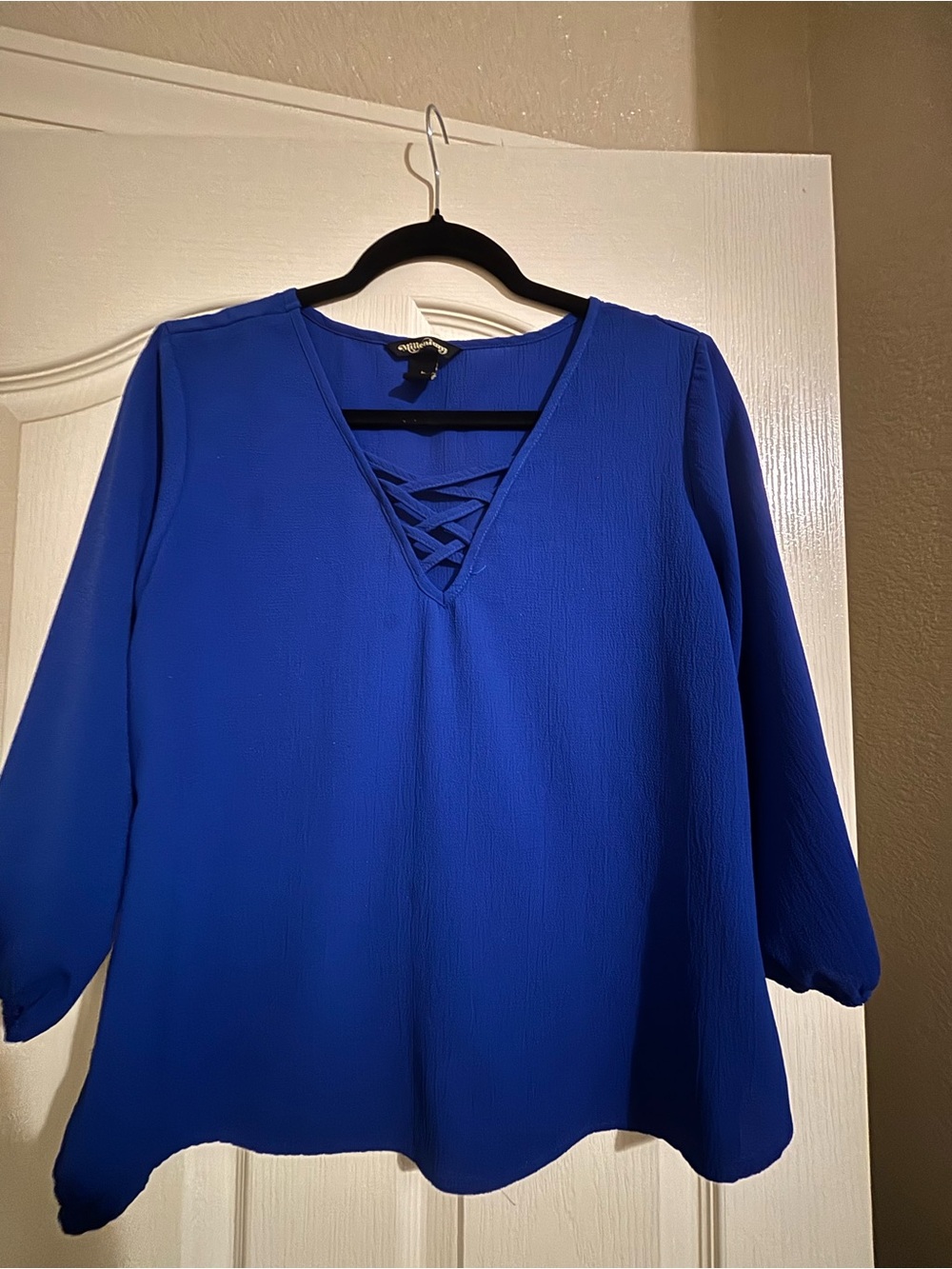 Windsor Cobalt Blue Lace-Up V-Neck Tunic